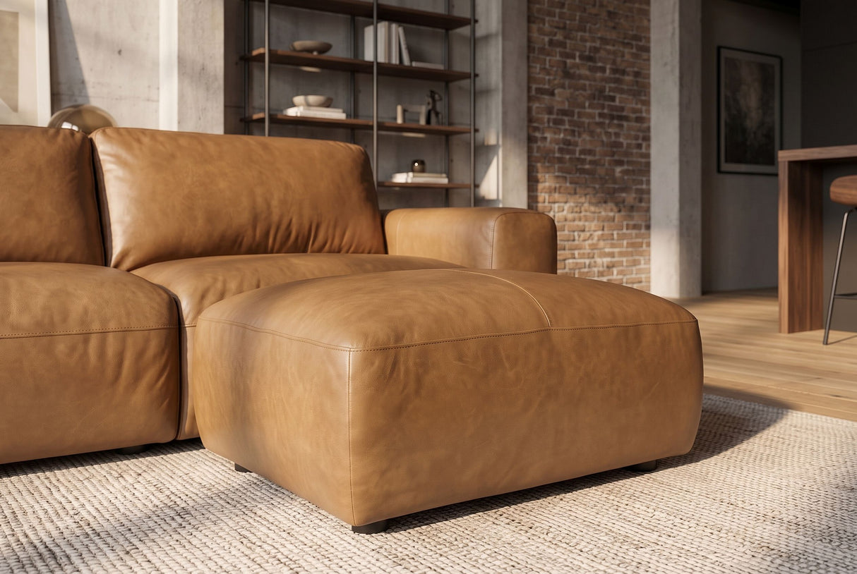 Hocker BIG GEORGE 95cm Leder Cognac
