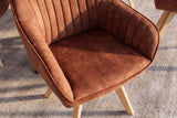 Swivel chair LIVORNO 180° auto-return w/ armrests velvet rust brown beech wood swivel base