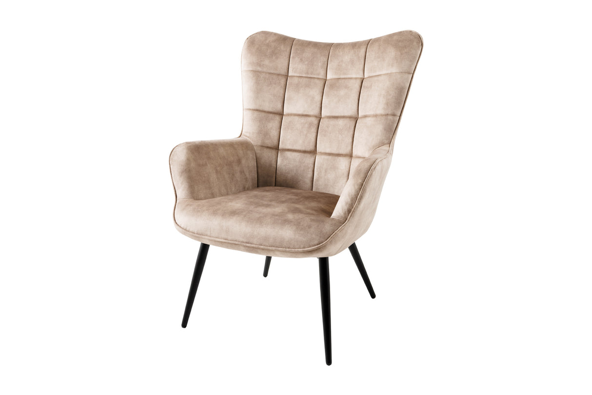 Armchair SCANDINAVIA with armrests velvet champagne