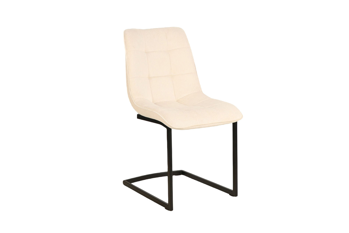 Freischwinger MIAMI quadratische Steppung Cord beige mit schwarzem Metallgestell