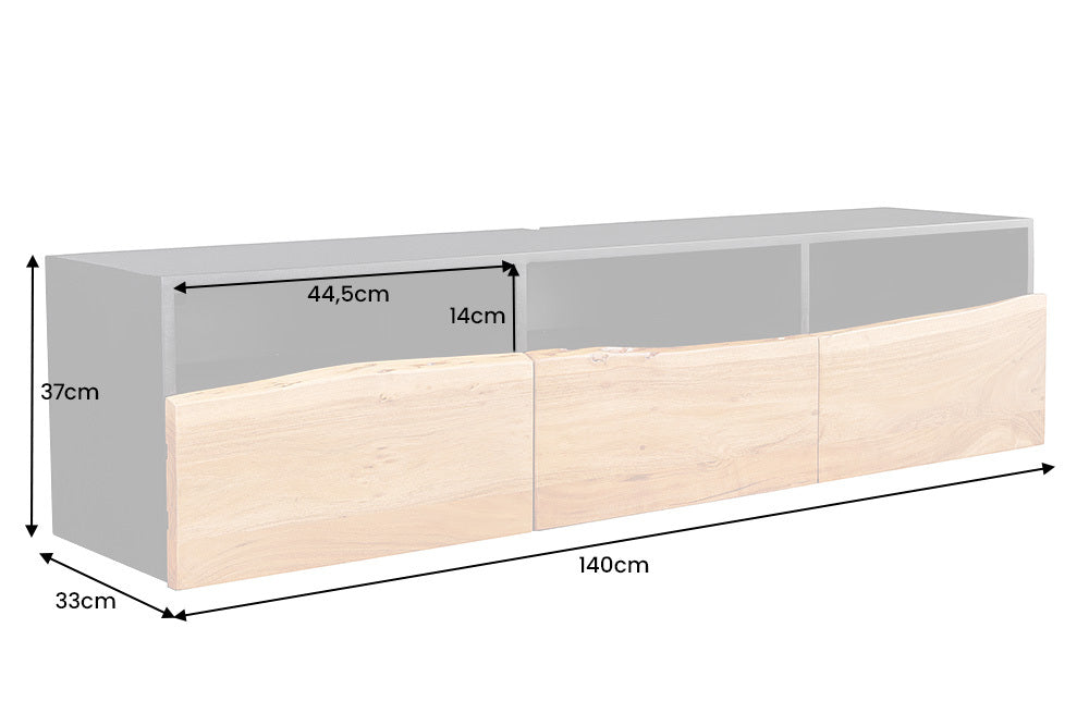 TV Board ORGANIC ARTWORK 140cm hängend Akazienholz