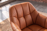 Swivel chair PAPILLON 180° rotatable w/ armrests leather cognac