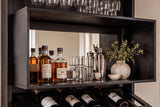 Bar cabinet SCORPION 160cm w/ mirror mango wood black