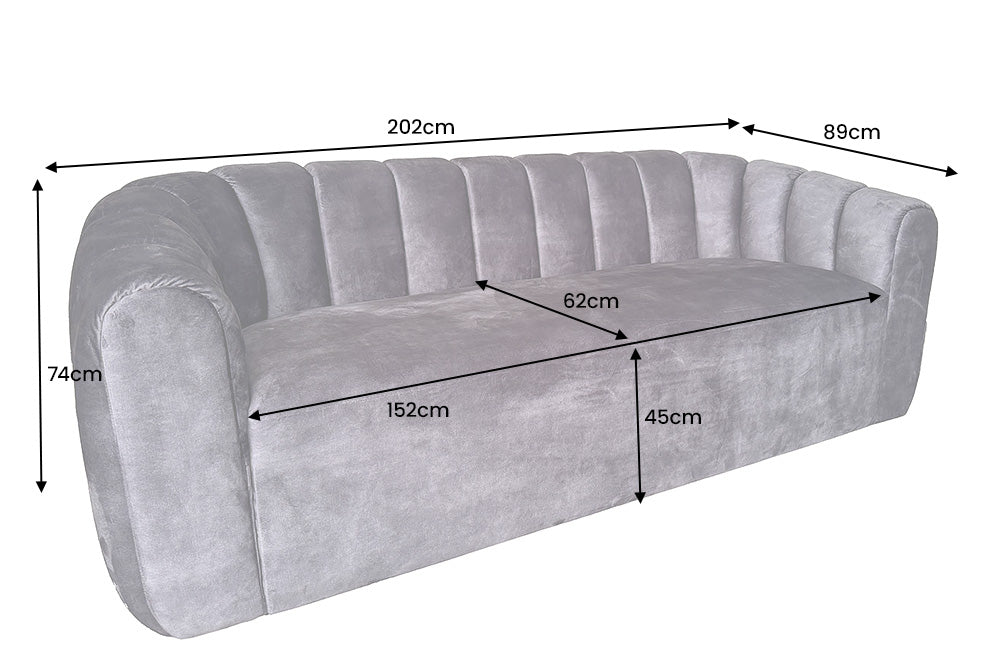Sofa BABYLON 200cm 3-Sitzer Samt anthrazit