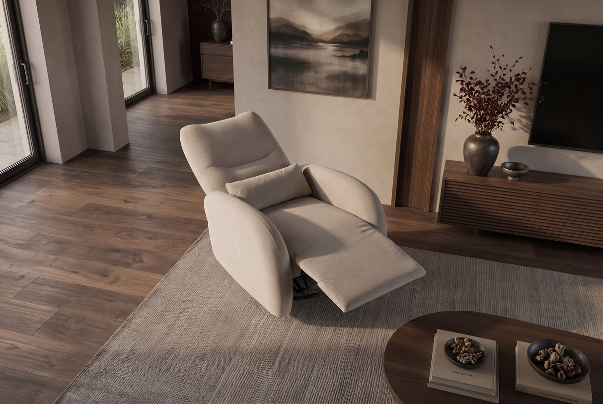 Kinosessel PRIORITY 360° drehbar elektrisch verstellbar mit USB-Anschluss Strukturstoff Greige