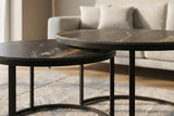 Coffee table ELEGANCE 75cm set of 2 aurora oro ceramic black gold sand