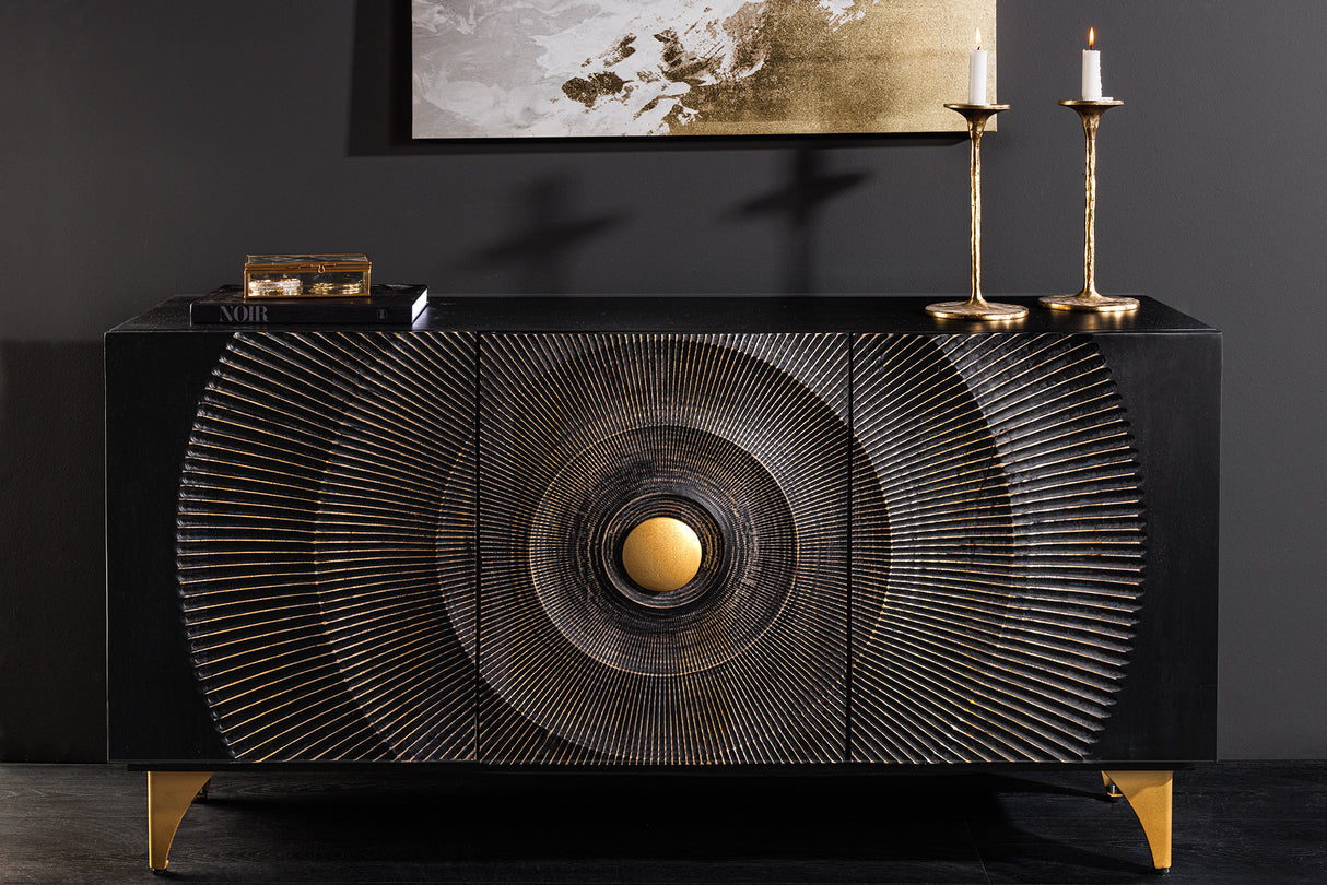 Sideboard GOLDEN SUNSET 140cm 3D Mangoholz schwarz