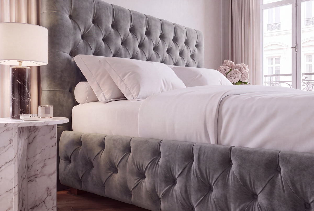 Bed PARIS CHESTERFIELD 180x200cm velvet grey