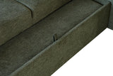Sofa bed APARTMENT 245cm 3-seater w/ ottoman and storage space textured fabric green