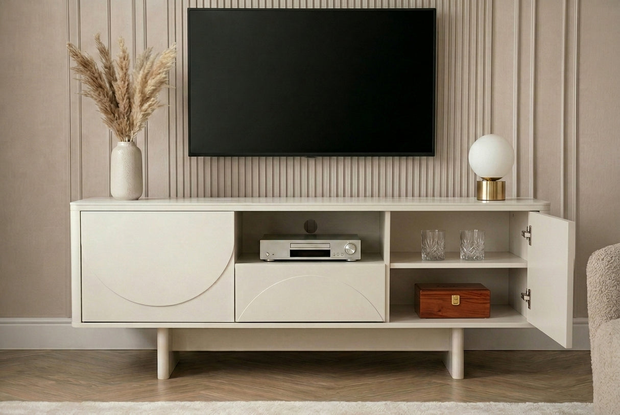 TV Board SAVOY 150cm 3D w/ white marble ceramic top