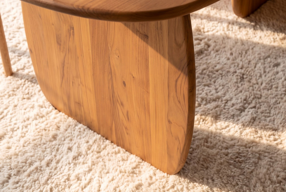 Dining table SCULPTURA 240cm oval sculptural frame acacia wood brown