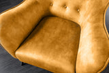 Wing chair AMSTERDAM velvet mustard yellow black metal legs