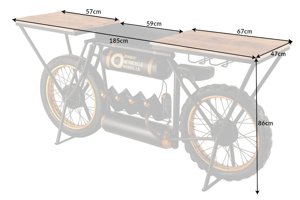 Console MOTORCYCLE 185cm mango wood black