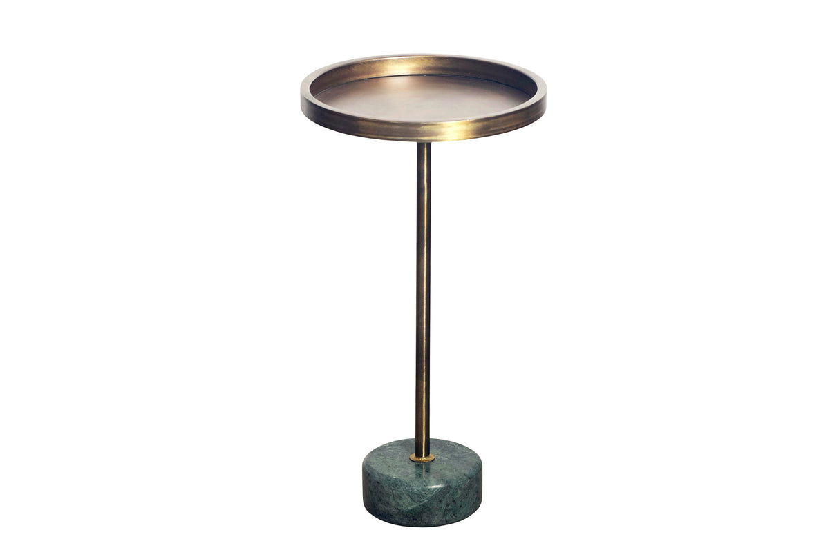 Side table TRAYFUL 60cm marble base green and top brass