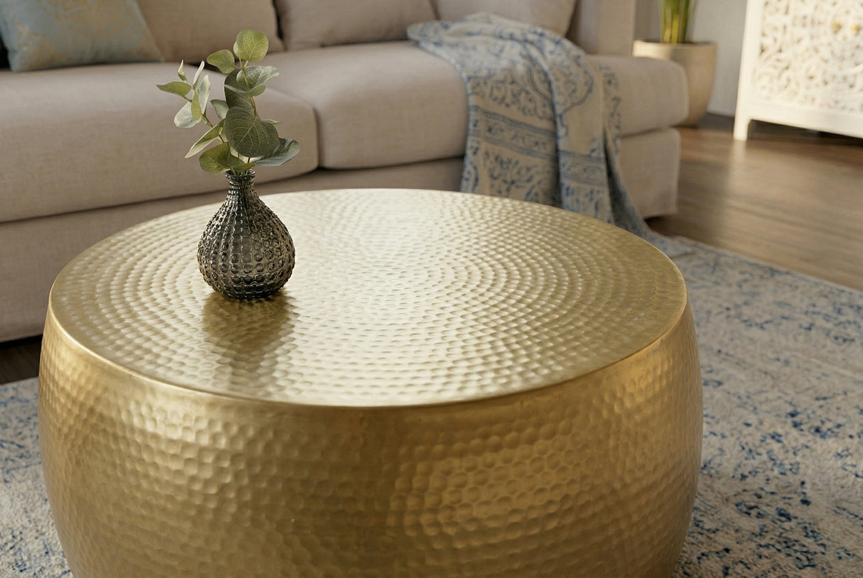 Couchtisch ORIENT II 60cm mit Hammerschlageffekt gold