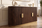 Sideboard GATSBY 140cm mango wood brown marble top white