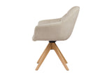 Swivel chair PAPILLON rotatable 180° w/ armrests velvet beige oak