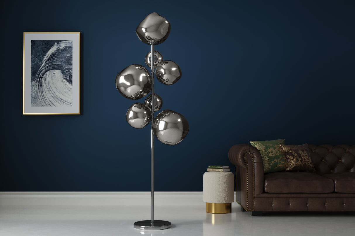 Floor lamp LIQUID DIAMOND 170cm 7 glass shades grey smoked look