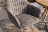 Swivel chair LIVORNO 180° auto-return w/ armrests velvet grey beech wood frame
