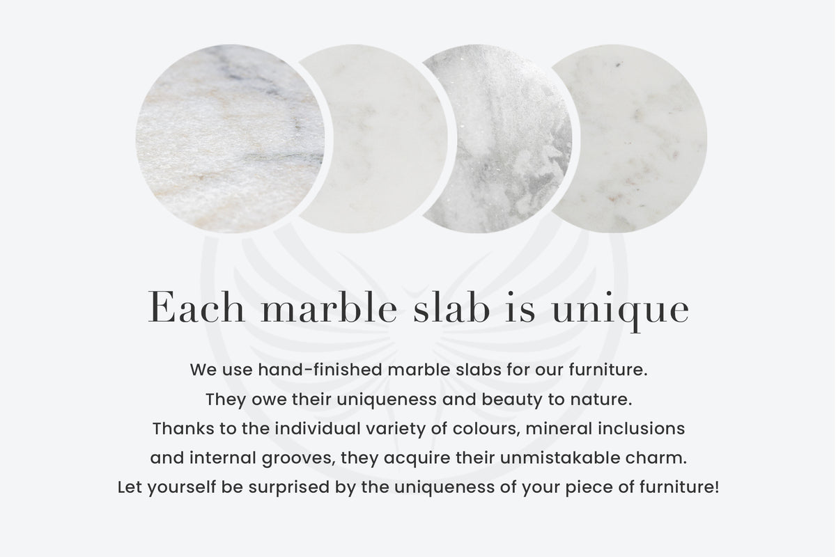 Sideboard GATSBY 120cm mango wood brown marble top white