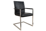 Cantilever chair LOFT with armrests synthetic leather antique black