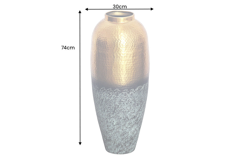 Vase ORIENT XL 75cm gold mit Patina im Hammerschlag-Design