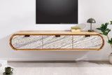 TV-Board ORGANIC 160cm hanging acacia wood natural w/ stone look front