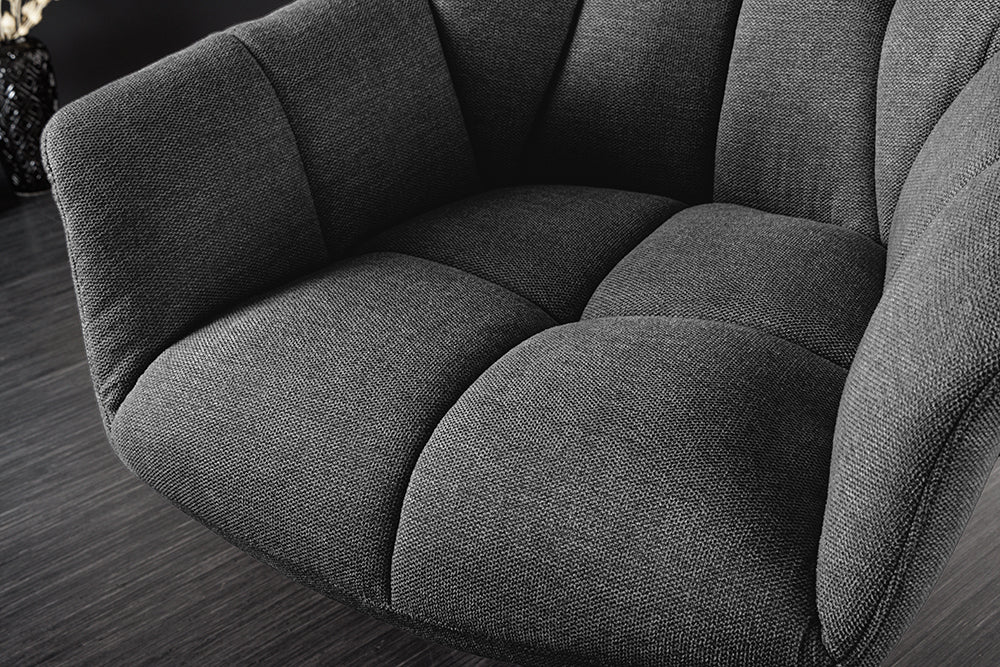 Armchair PAPILLON 83-90cm rotatable 360° flat woven fabric anthracite