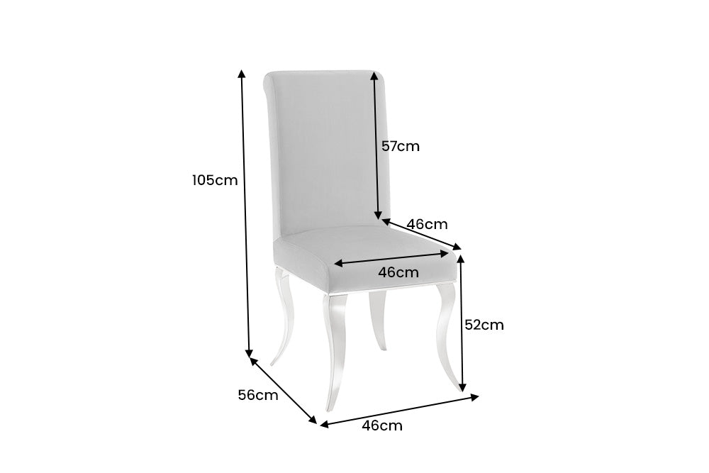 Chair MODERN BAROCK w/ silver legs velvet grey