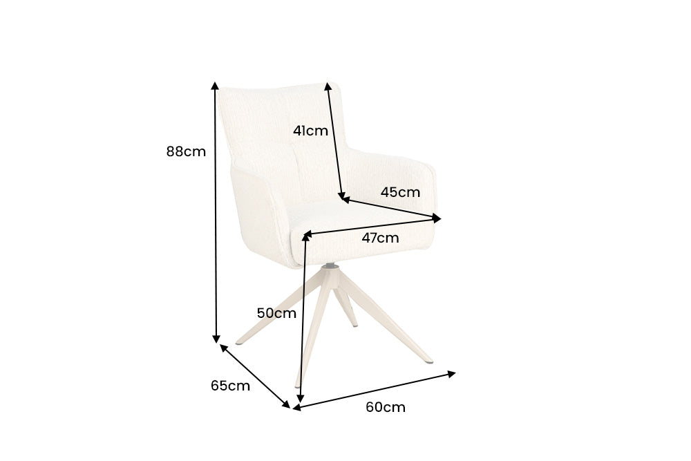 Swivel chair LUGANO 360° auto-return w/ armrests 150 kg load capacity chenille tweed beige