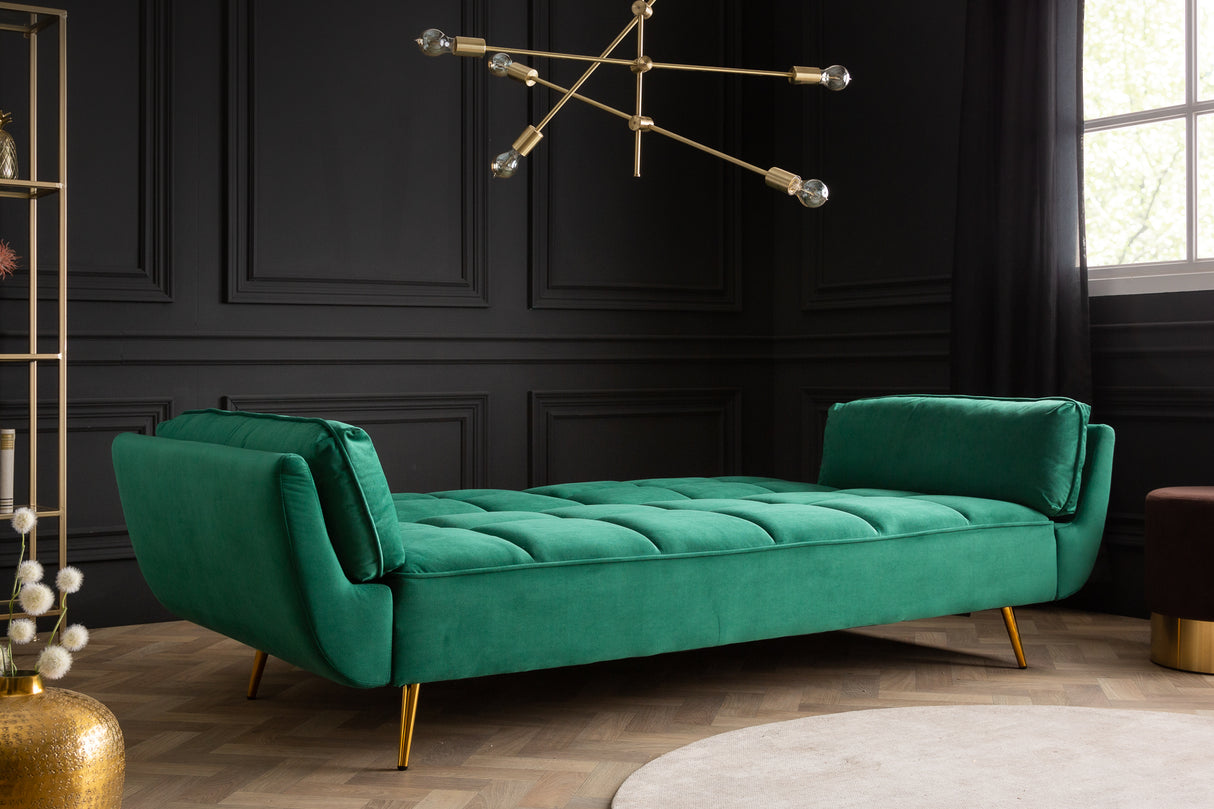 Sofa bed BOUTIQUE 215cm with armrests velvet emerald green