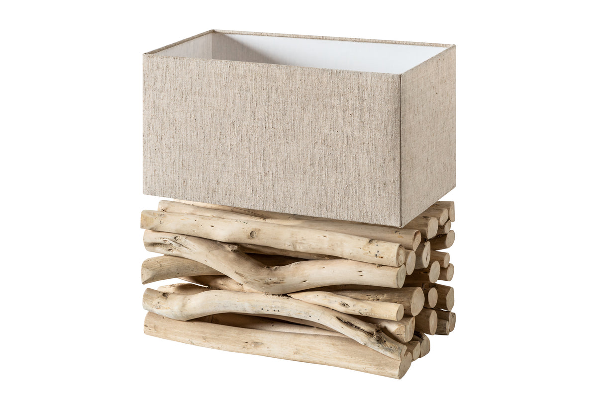 Table lamp EUPHORIA 40cm driftwood base linen shade beige