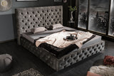 Bett PARIS CHESTERFIELD 180x200cm Samt olivgrau