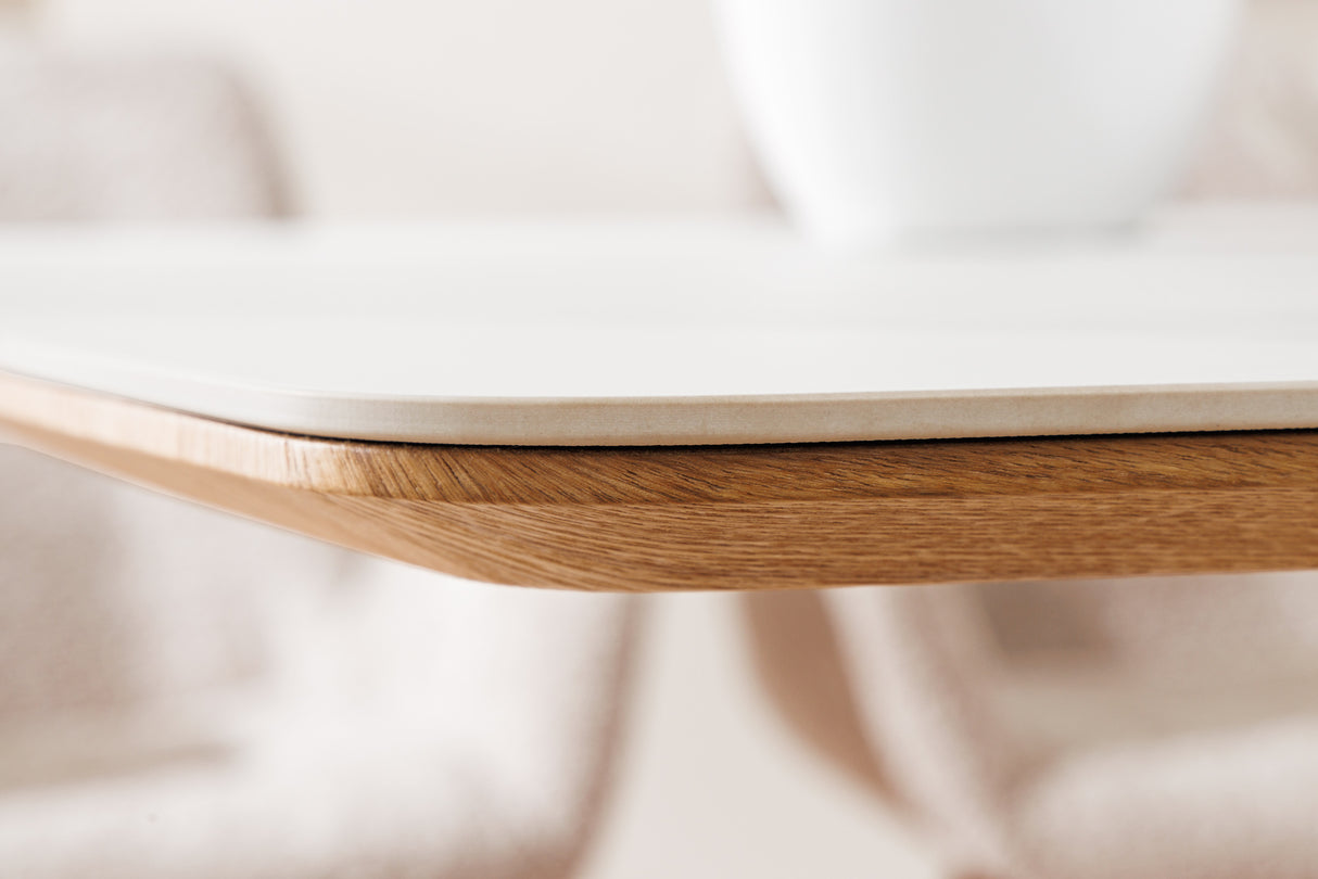 Dining table UNIQUE 200cm frame oak wood verneered ceramic white marble top