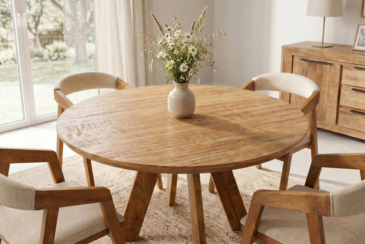Esstisch ART WOOD Ø 120cm rund Mangoholz naturbraun