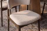 Chair VALHALLA WOOD textured fabric beige and oak wood brown