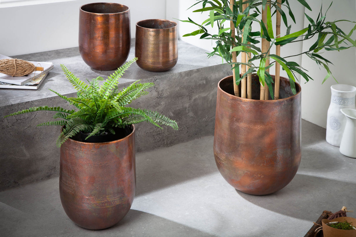 Planter FLOWERS large set of 2 mottled copper