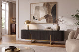 TV-Board GATSBY 160cm Retro Stil Mangoholz schwarz gold
