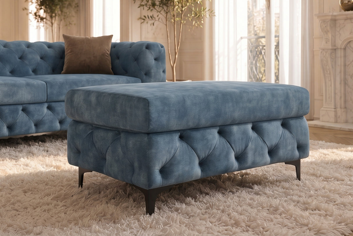 Hocker MODERN BAROCK 95cm Samt petrol