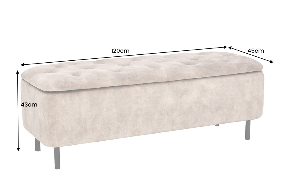 Bench chest EN VOGUE 120cm w/ storage space velvet grey