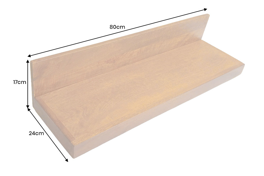 Wall shelf MAKASSAR 80cm mango wood brown honey finish