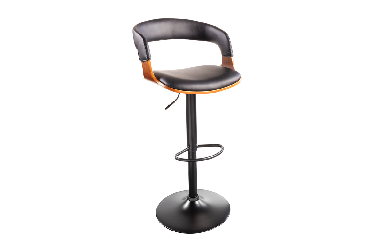 Bar stool MANHATTAN 64-85cm rotatable artificial leather and walnut wood