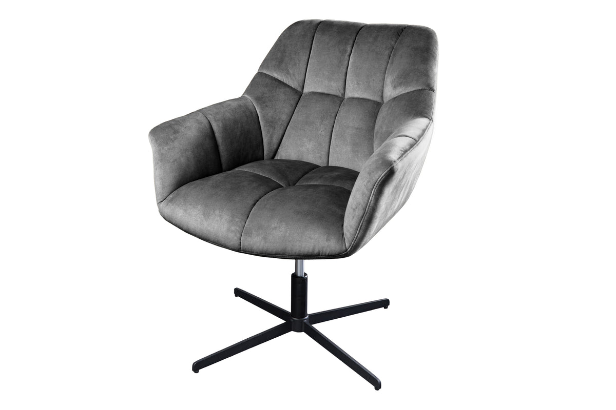 Křeslo PAPILLON 83-90cm otočné 360° sametové šedé