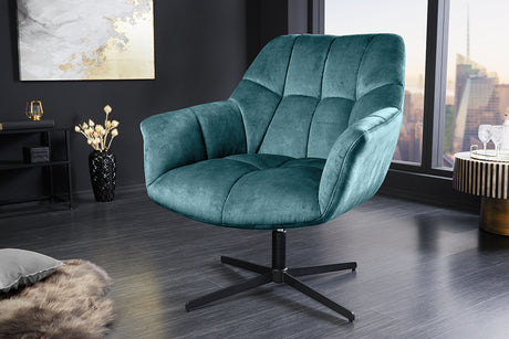 Armchair PAPILLON 83-90cm rotatable 360° velvet teal