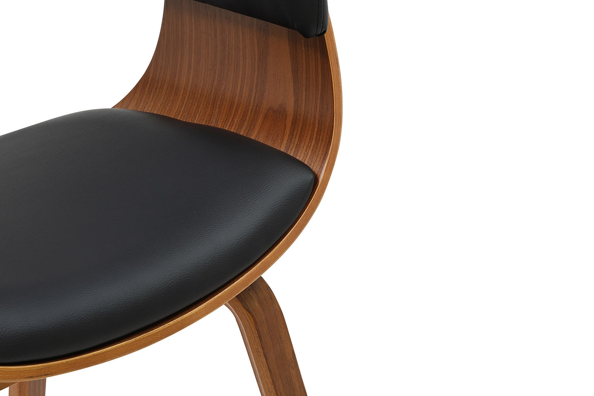 Stuhl ORGANIC Kunstleder schwarz und Walnussholzoptik
