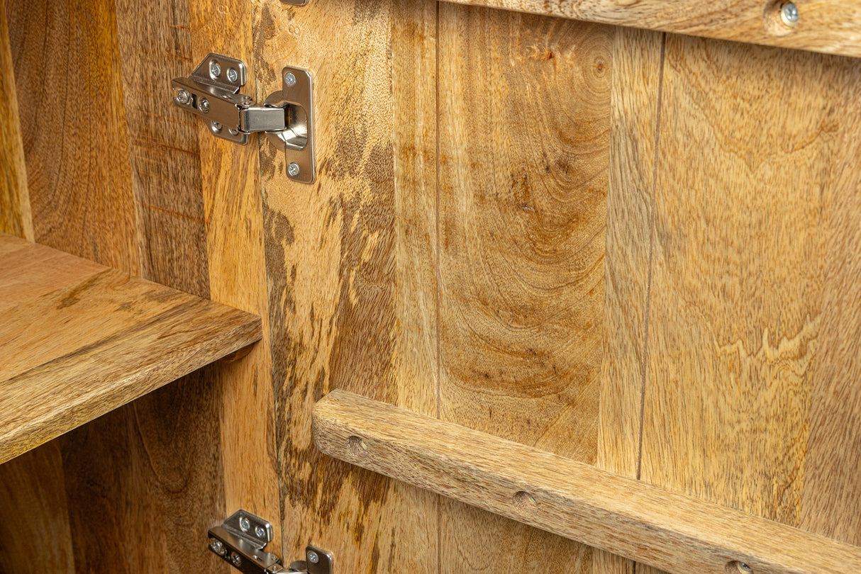 Highboard SCORPION 120cm 3D Mango Massivholz türkis Metallgestell gold