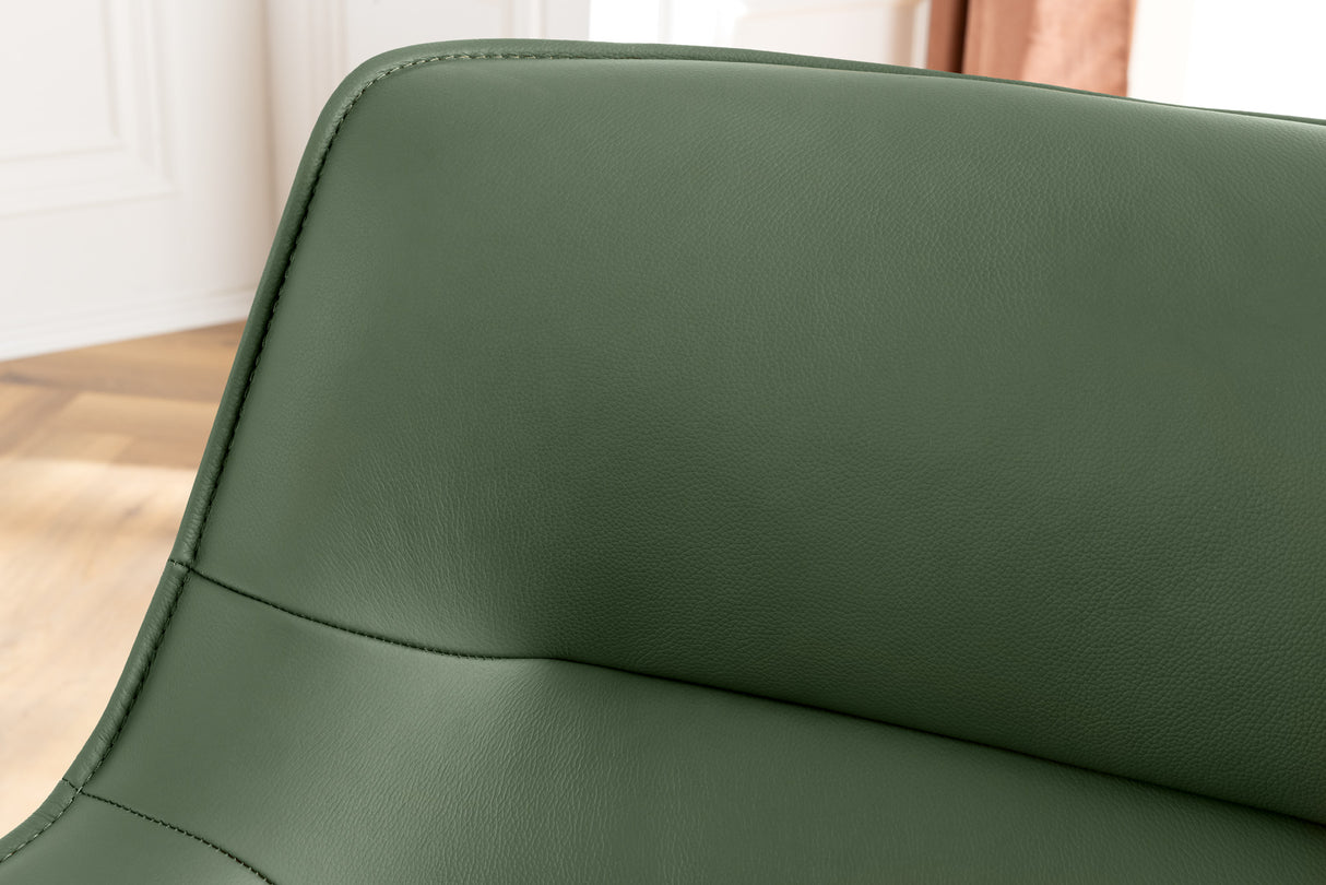 Swivel chair LE GRAND rotatable 180° w/ armrests textured cloth and leather green