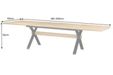 Esstisch GIANT 180-300cm ausziehbar in naturfarbener Eichenholzoptik mit schwarzem Metallgestell