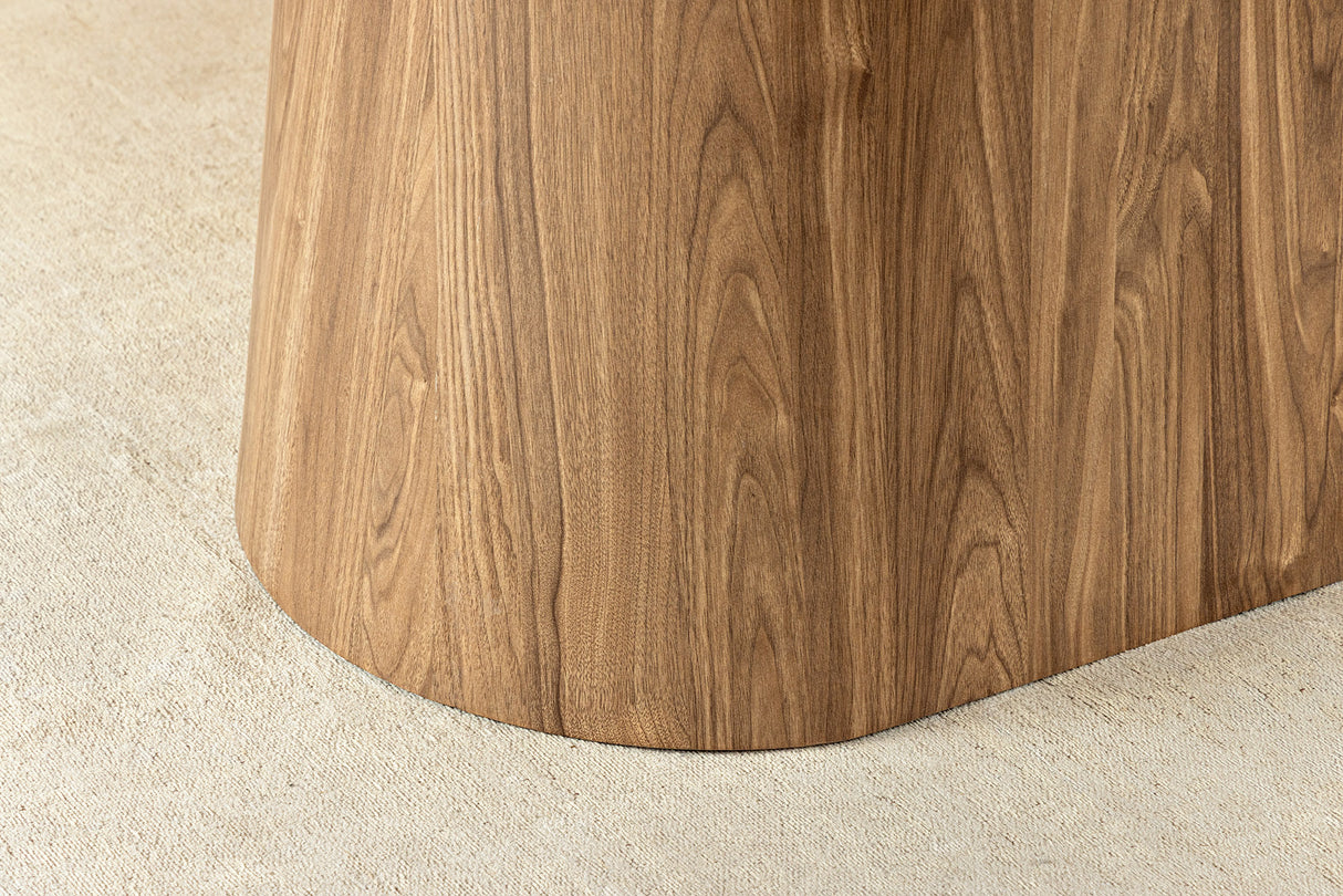 Dining table UNIQUE 200cm oval frame walnut wood verneered ceramic grey marble top