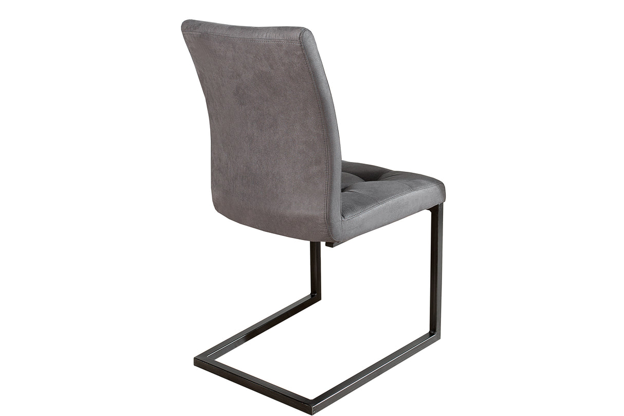 Cantilever chair OXFORD microfibre grey iron legs